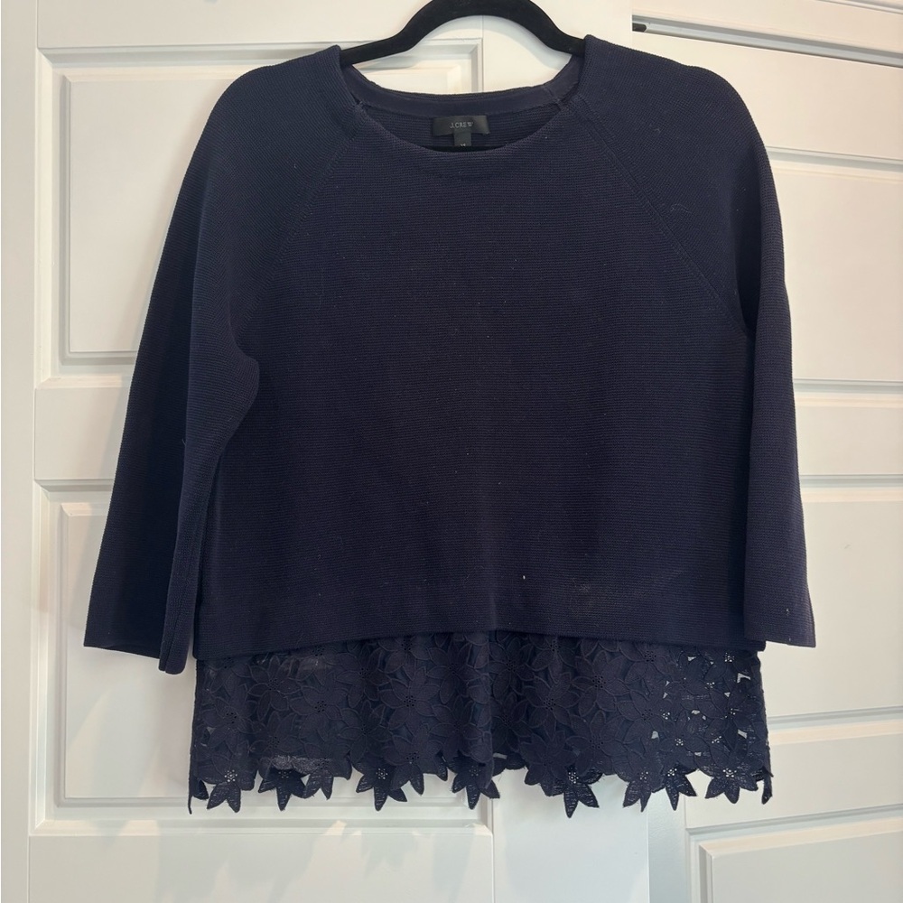 J. Crew Blue Boxy Embellished Blouse
